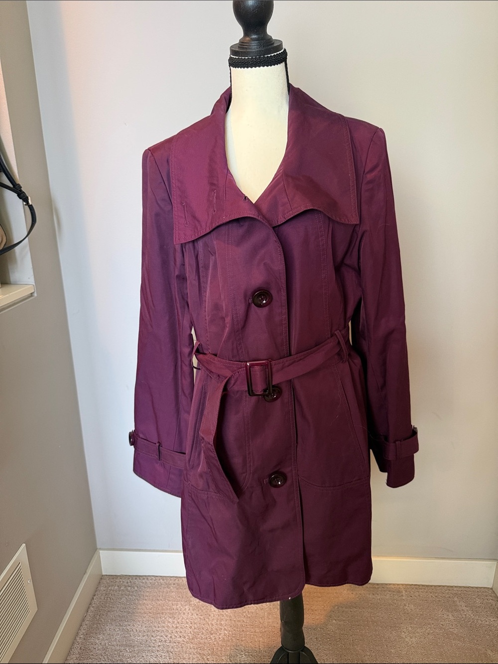 Women’s Merlot Trench Coat with Belt